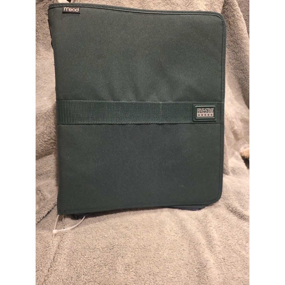 Vintage 1990s Mead Five Star Forest Green 3 Ring First Gear Zipper‎ Binder